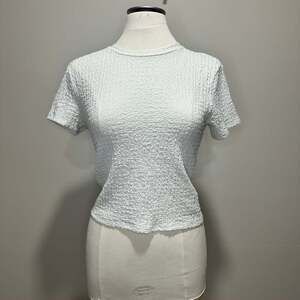 Abercrombie & Fitch White Crinkle Cropped Shirt, Sz M